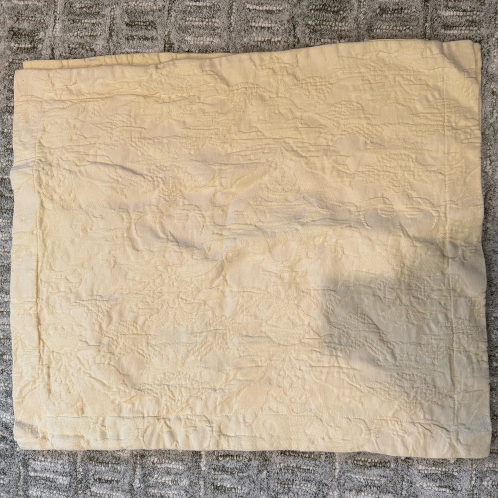 Pottery Barn butter yellow Quilted Pillow Sham with Floral Texture
